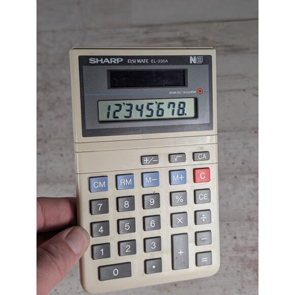 Sharp ELSI Mate EL-335A Solar Cell Calculator w Mem 6.5" Vintage - Tested Works - Picture 2 of 6